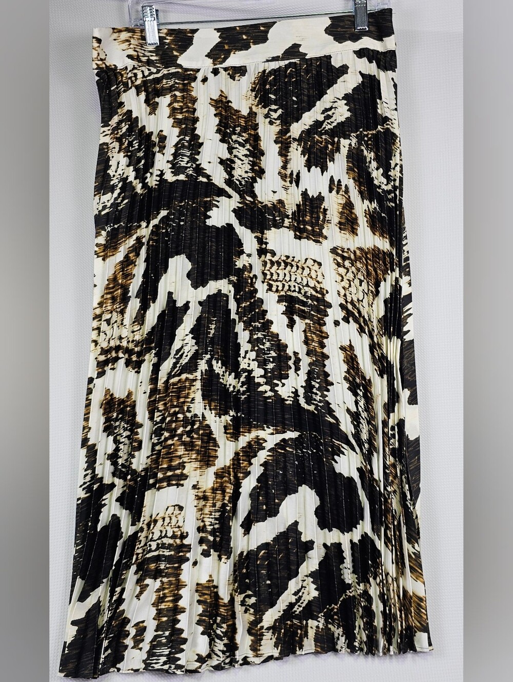 Worthington Black, Brown & Cream Pleated A-Line Skirt